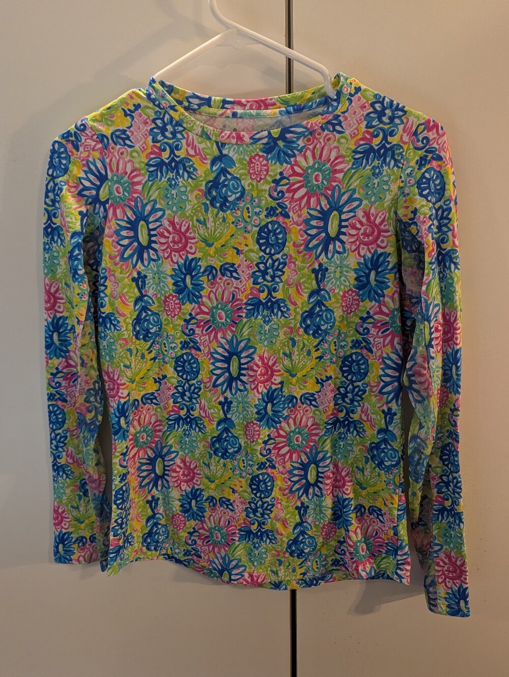 IBKUL Woman's XS Long-Sleeve Floral Tee - Blue, Pink & Green